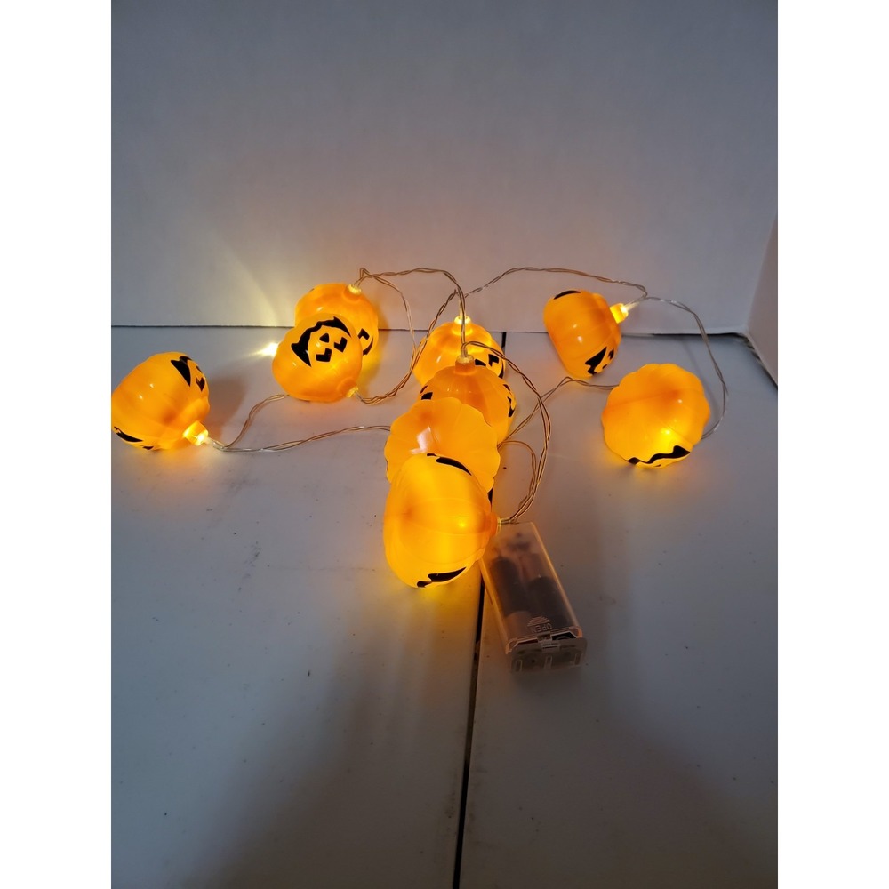 Halloween‎ Blow Mold Pumpkin Light Set of 10 Jack O Lantern Vintage See All Pics